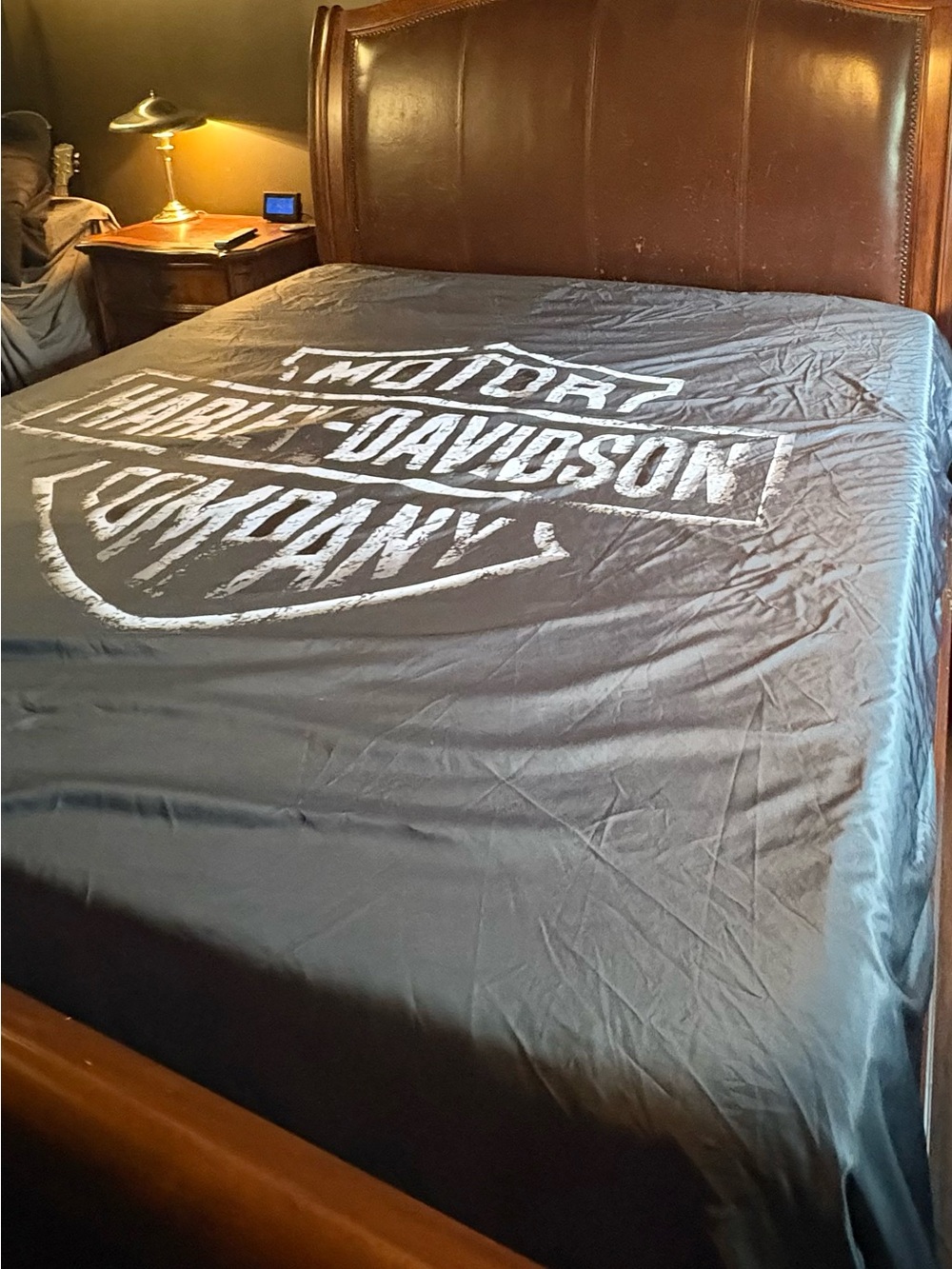 Harley-Davidson Black Sheet with White Motor Company Logo